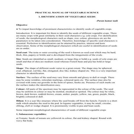 Practical manual of vegetable science