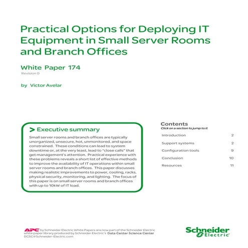 Practical Options for Deploying IT Equipment in Small Server Rooms and Branch...