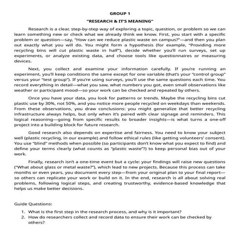 Lesson 1 - Nature and Inquiry of Research