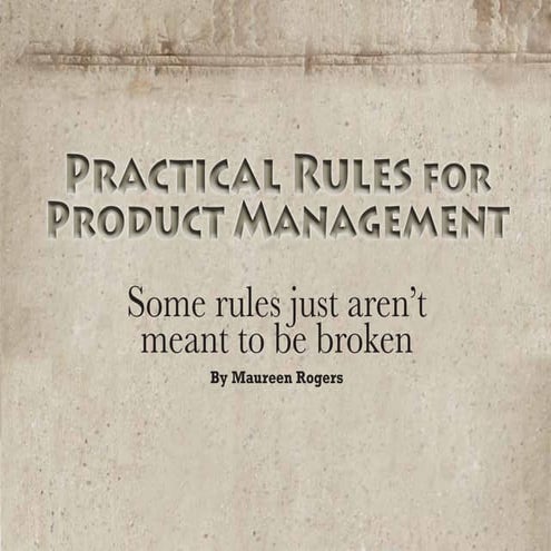 Practical rules for product management