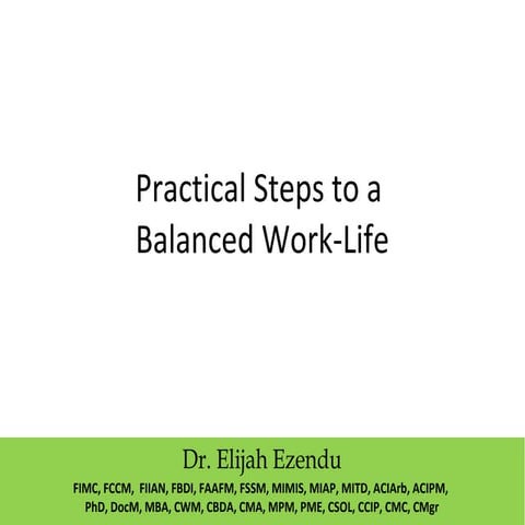 Practical Steps to a Balanced Work Life