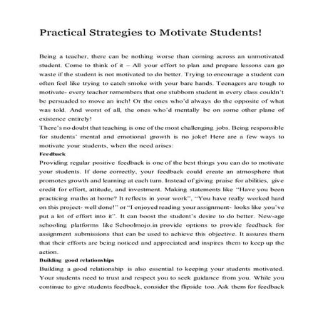 Practical strategies to motivate students