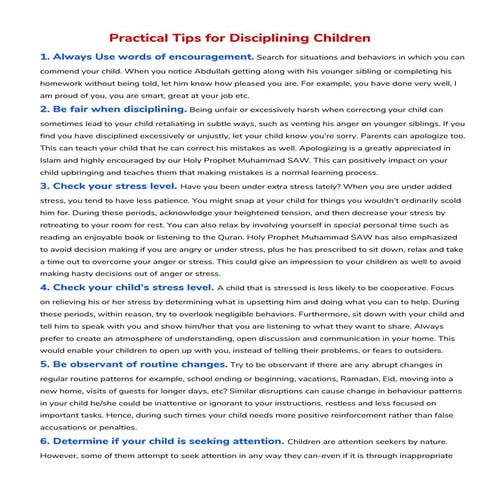 Practical tips for disciplining children