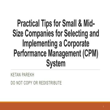 Practical tips for implementing corporate performance management system