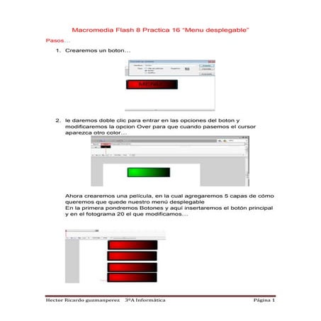 Practica nº16 de flash menu desplegable | DOCX