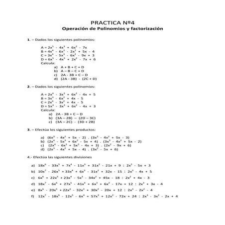Practica nº4  operación de polinomios y factorización(corregido)