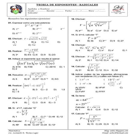 Practica nro. 01   teoria de exponentes - Document Preview