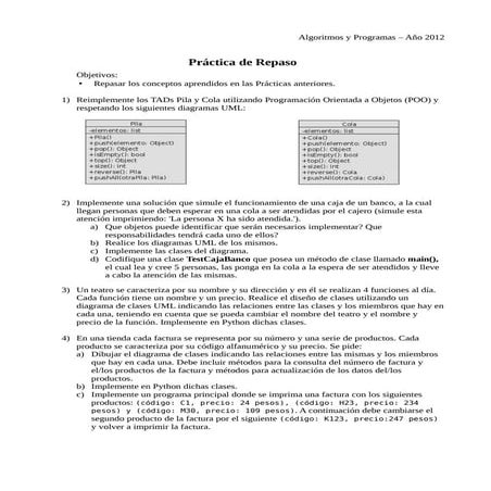 Practica repaso pilas y colas