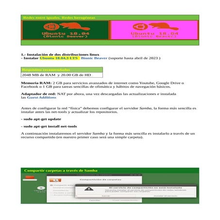 Practica compartir carpeta entre dos distribuciones Linux
