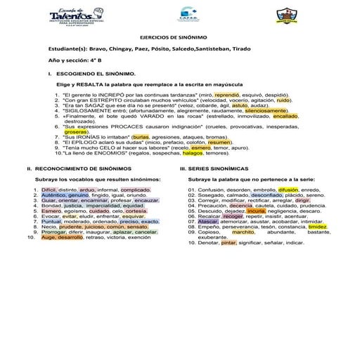 Práctica sinónimos grupo 1