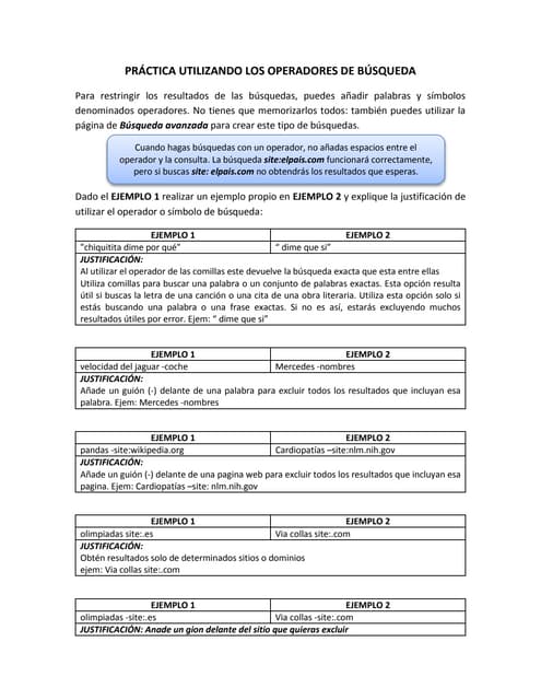 Practica utilizandolos operadores l...