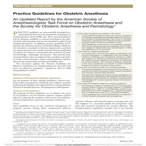 Practice guidelines-for-obstetric-anesthesia | PDF