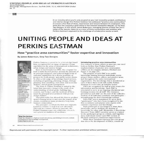 Practice Area Communities: Uniting People & Ideas at Perkins Eastman