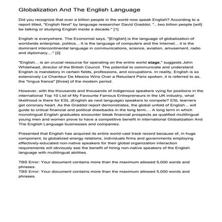 Globalization And The English Language