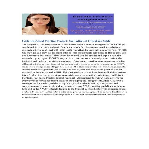 Practice Evaluation of Literature Table.docx