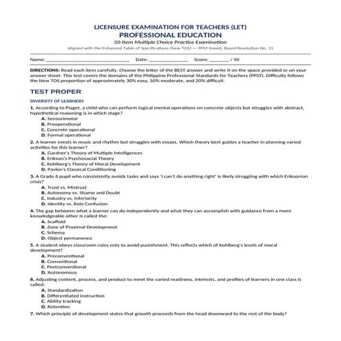 Let Reviewer - Answer Key (Professional Education) Part 2 [www ...