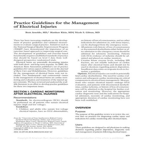 Practice guidelines for the management electrical