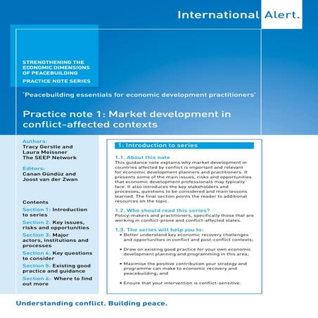 Practice note 1: Market development in conflict-affected contexts
