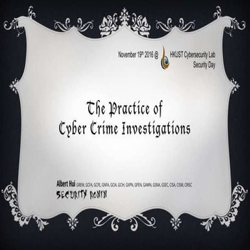 The Practice of Cyber Crime Investigations