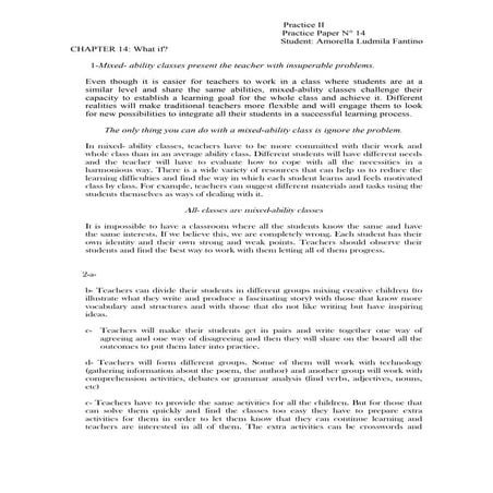 Practice Paper Nº13- Clasroom Management