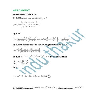 Practice questions( calculus ) xii | DOCX