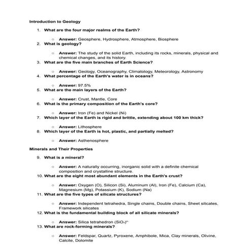 Rocks mineral and fossil 20 Questions | PPT