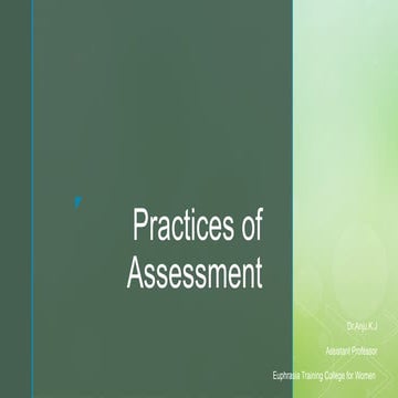 Practices of Assessment :Dialogue,Feedback,peer and self assessment,formative...