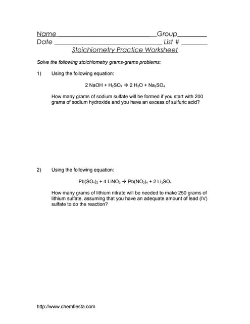 Practice stoichiometry | PDF