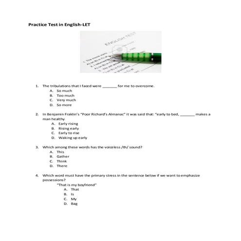 Practice test in english LET
