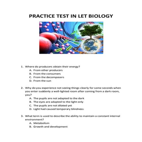 LET Practice Test in Biology