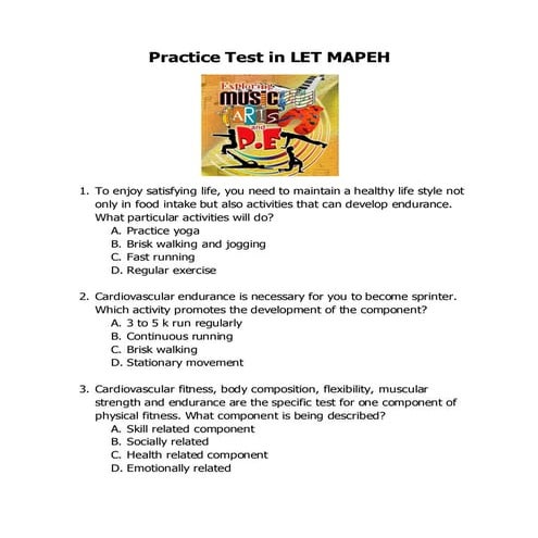 LET Practice Test in MAPEH