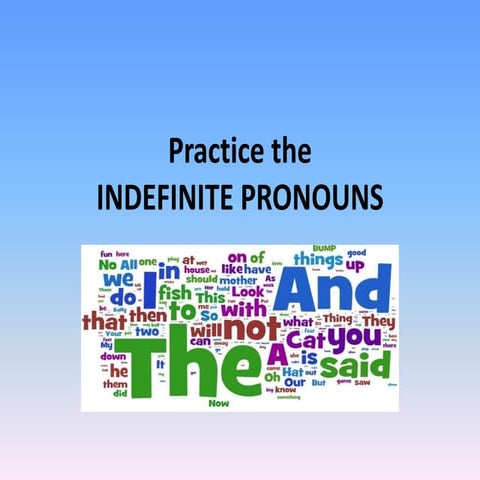 Practice the indefinite pronouns