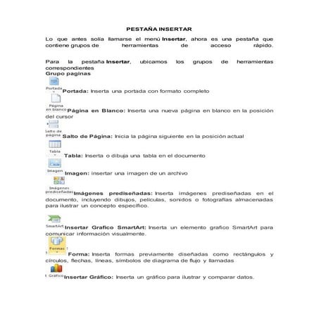 Practico de word pestaña insertar