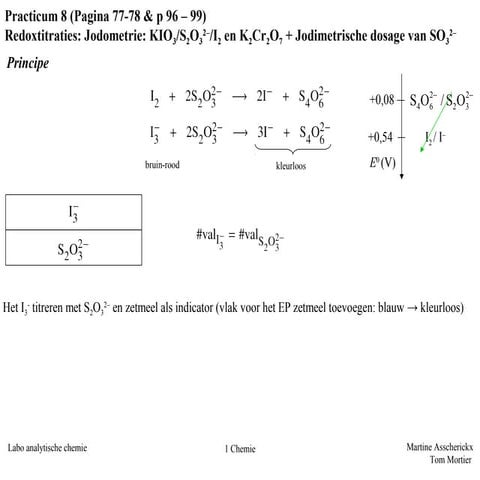 Labovoorbereiding - Jodometrie en Jodimetrie