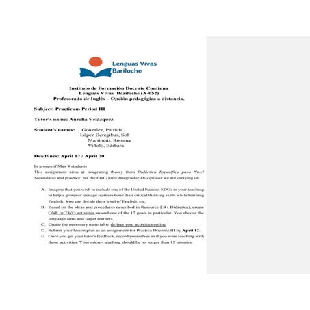 Practicum period III - Mandatory Assignment Unit 2