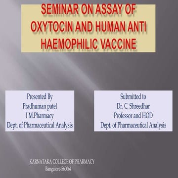  seminar on assay of oxytocin