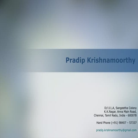 Pradip Krishnamoorthy - Experienced Business and Project Manager