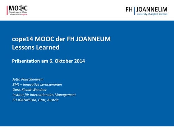Lessons learned mit dem cope14 MOOC