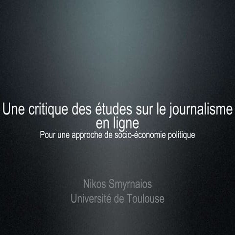 Une critique des études du journalisme en ligne 