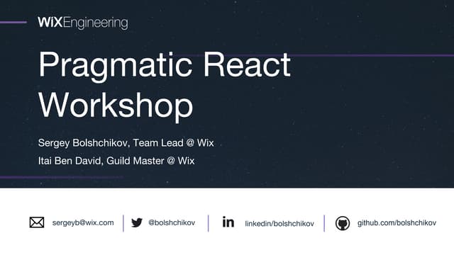 Pragmatic React Workshop