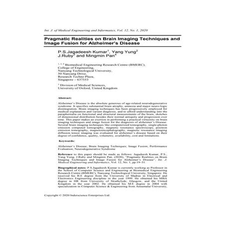 Pragmatic Realities on Brain Imaging Techniques and Image Fusion for Alzheime...