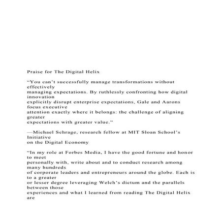 Praise for The Digital HelixYou can’t success.docx