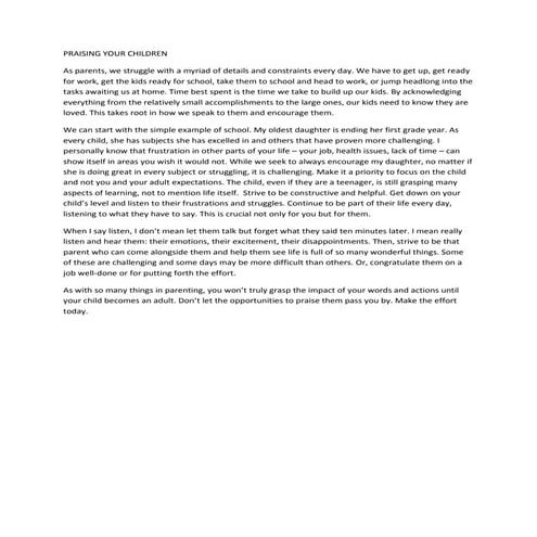 Praising Your Children