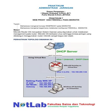 Prak7-Web Proxy dan Firewall Mikrotik | PDF