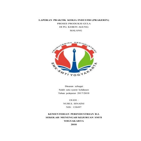 Laporan Praktek Kerja Industri PG.Kebon Agung, Malang