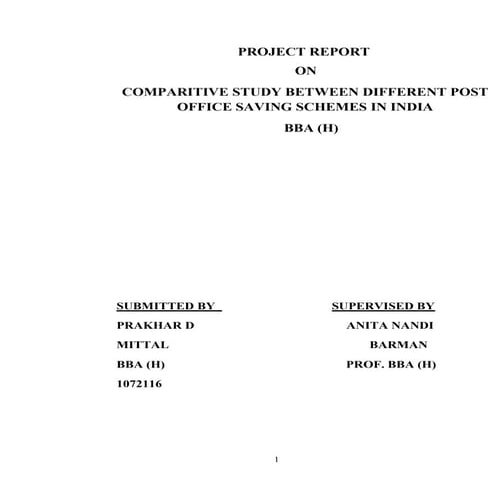 project report on different post office saving schemes
