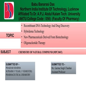 Recombinant DNA Technology and Drug Discovery | PPTX