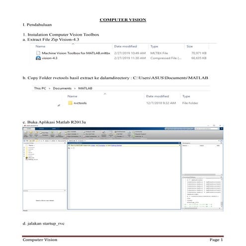 Computer Vision Praktikum 1 menggunakan Matlab R2013a | PDF