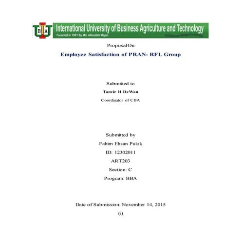 Pran rfl-employee satisfaction