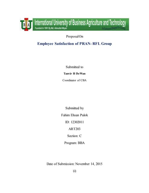Pran rfl-employee satisfaction